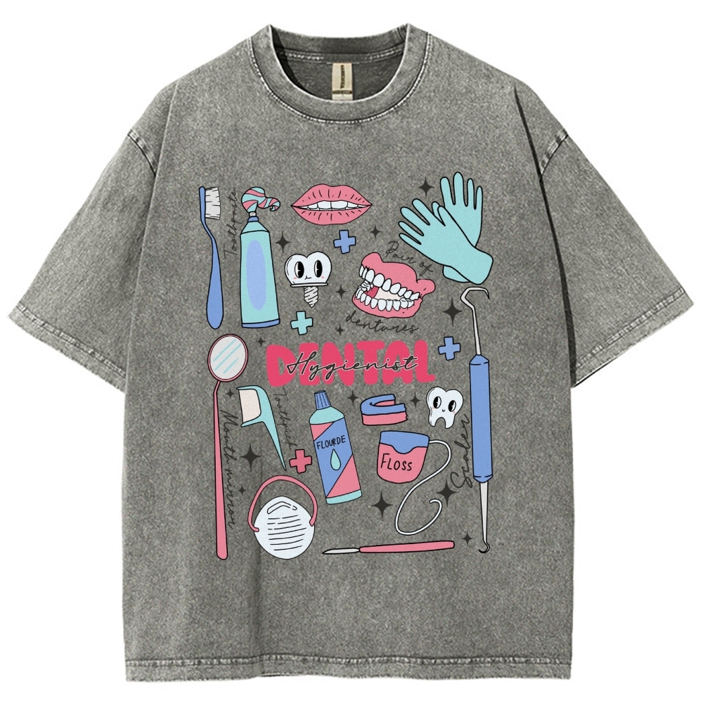 Dental Hygienist Stuff Unisex Fit Washed T-Shirt Customscool