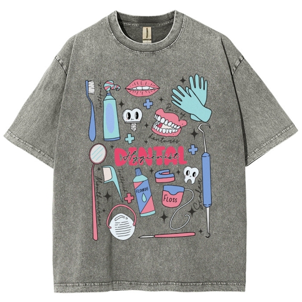 Dental Hygienist Stuff Unisex Fit Washed T-Shirt Customscool