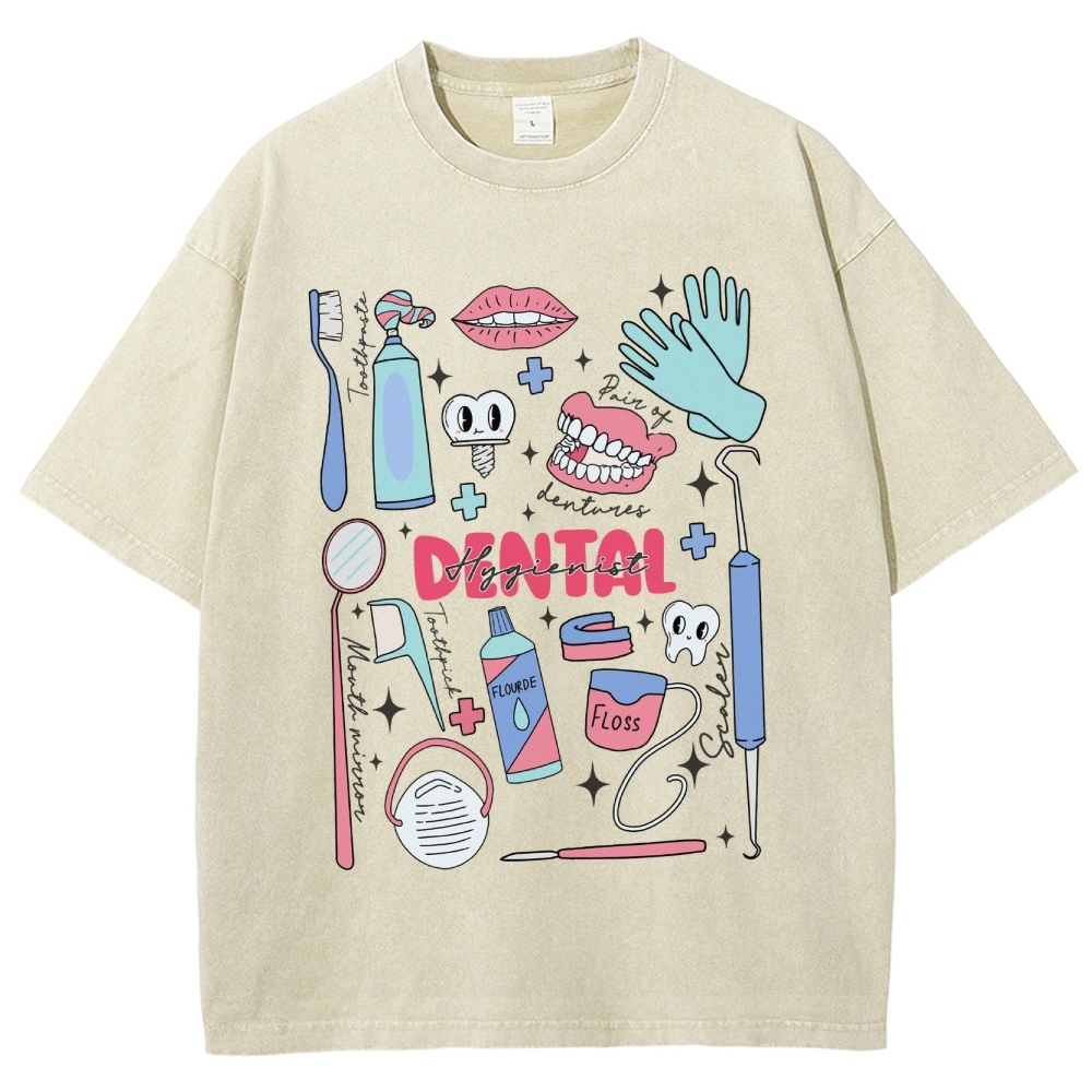 Dental Hygienist Stuff Unisex Fit Washed T-Shirt Customscool