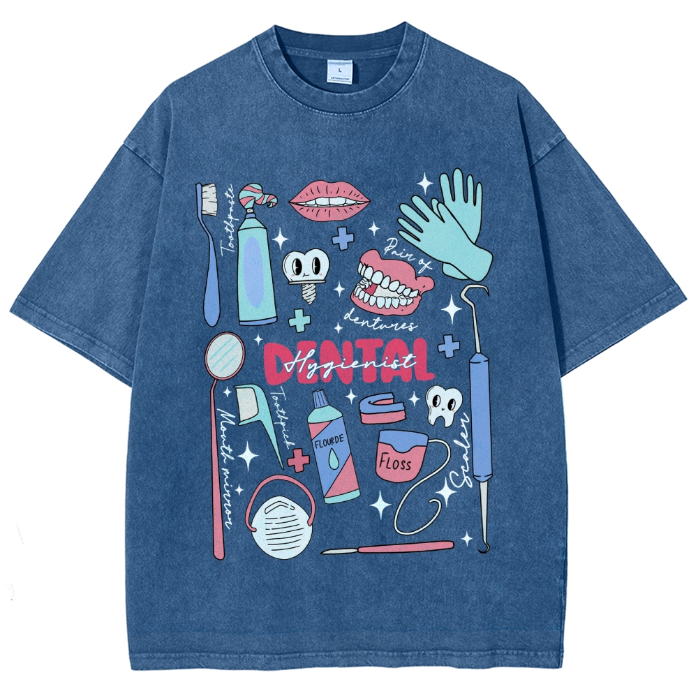Dental Hygienist Stuff Unisex Fit Washed T-Shirt Customscool