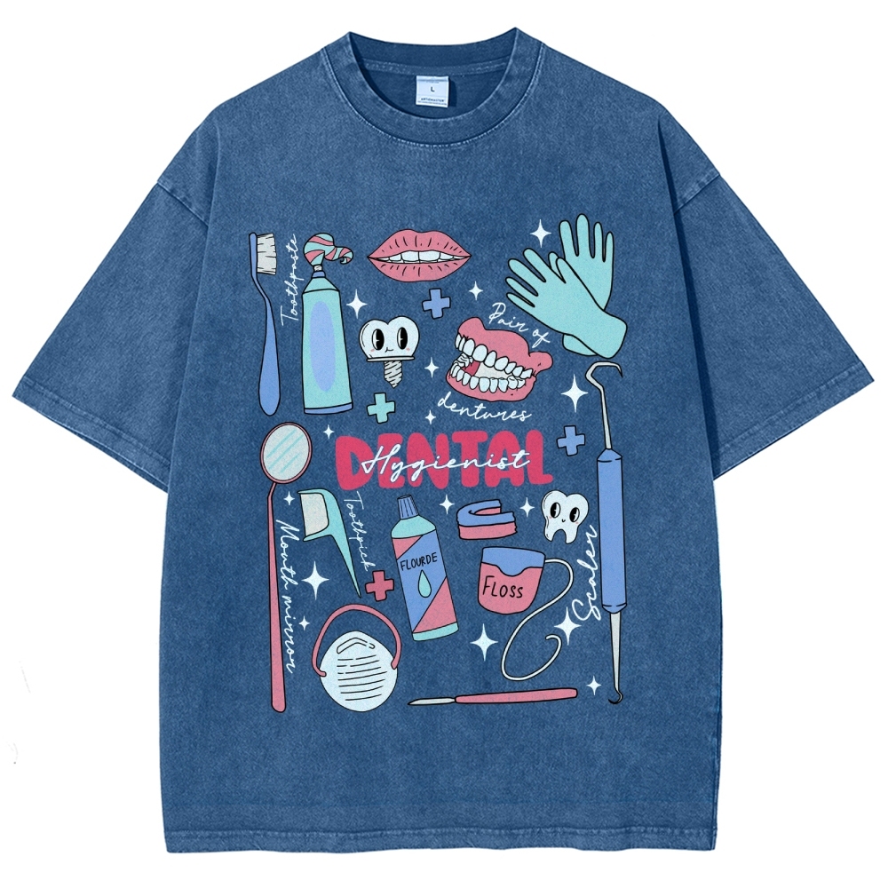 Dental Hygienist Stuff Unisex Fit Washed T-Shirt Customscool