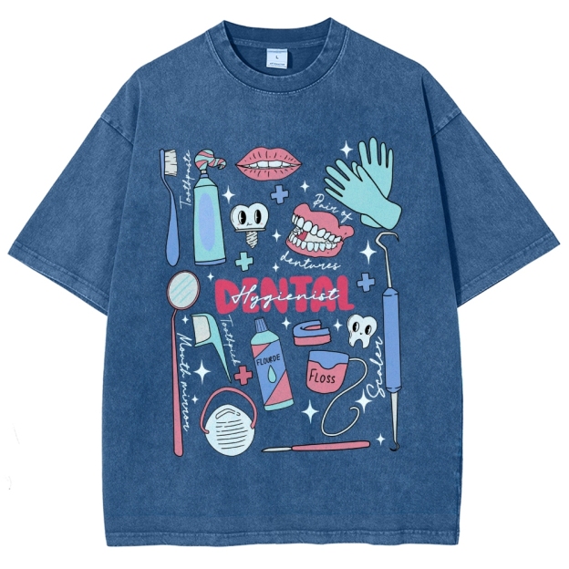 Dental Hygienist Stuff Unisex Fit Washed T-Shirt Customscool