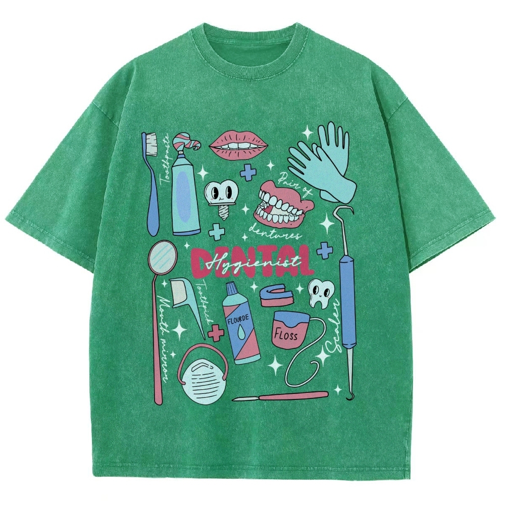 Dental Hygienist Stuff Unisex Fit Washed T-Shirt Customscool