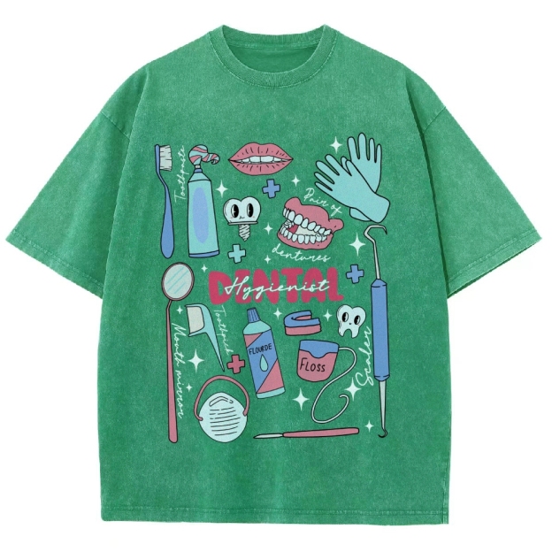Dental Hygienist Stuff Unisex Fit Washed T-Shirt Customscool