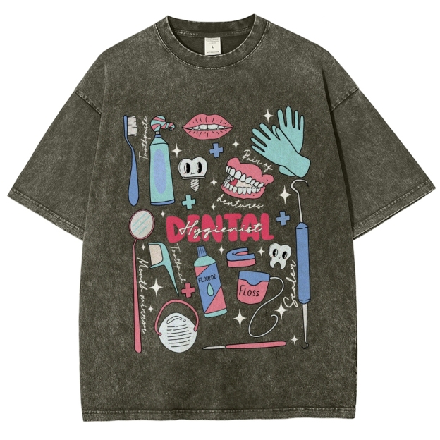 Dental Hygienist Stuff Unisex Fit Washed T-Shirt Customscool