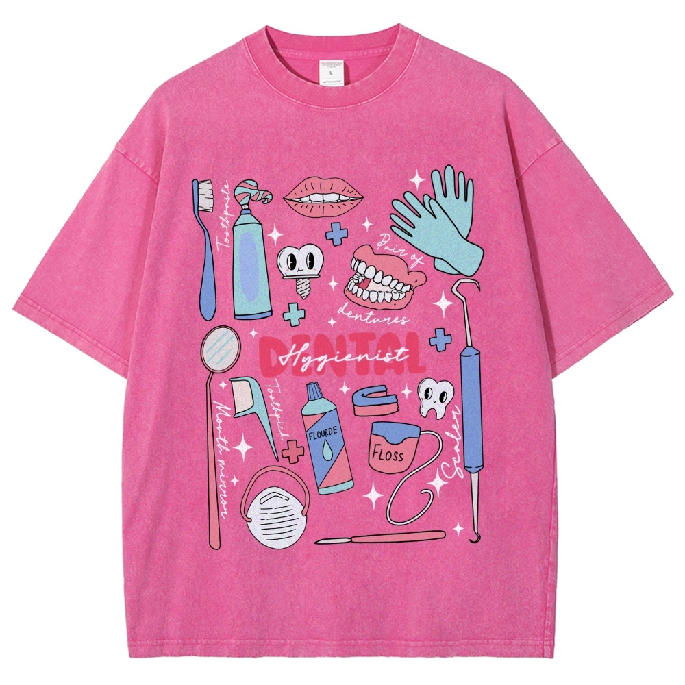 Dental Hygienist Stuff Unisex Fit Washed T-Shirt Customscool