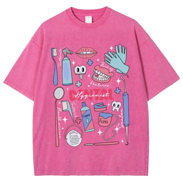 Dental Hygienist Stuff Unisex Fit Washed T-Shirt Customscool