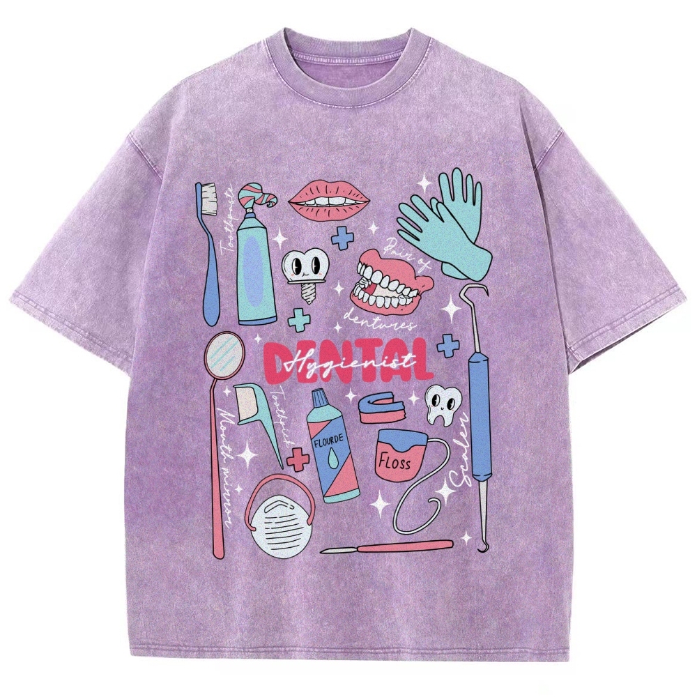 Dental Hygienist Stuff Unisex Fit Washed T-Shirt Customscool