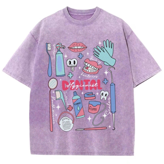Dental Hygienist Stuff Unisex Fit Washed T-Shirt Customscool