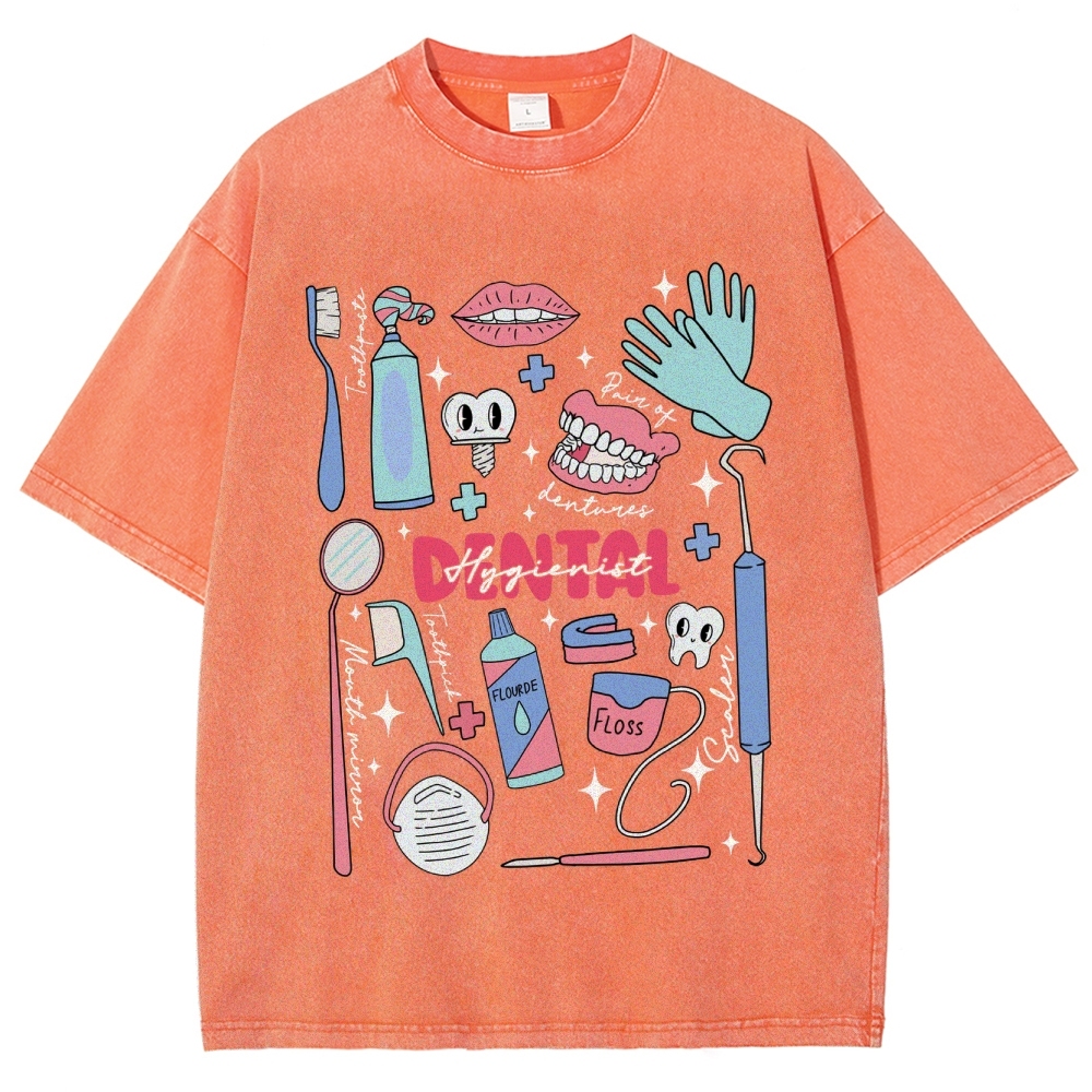 Dental Hygienist Stuff Unisex Fit Washed T-Shirt Customscool