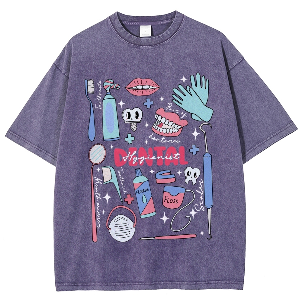 Dental Hygienist Stuff Unisex Fit Washed T-Shirt Customscool