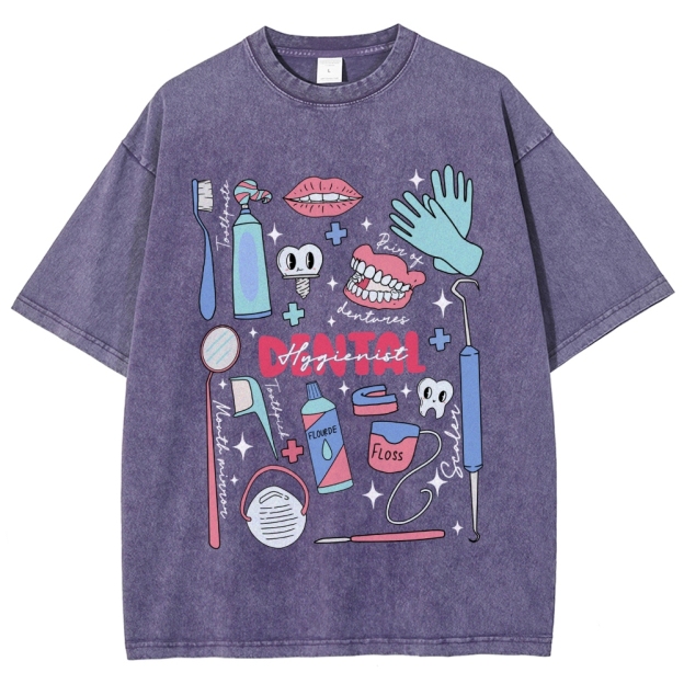 Dental Hygienist Stuff Unisex Fit Washed T-Shirt Customscool