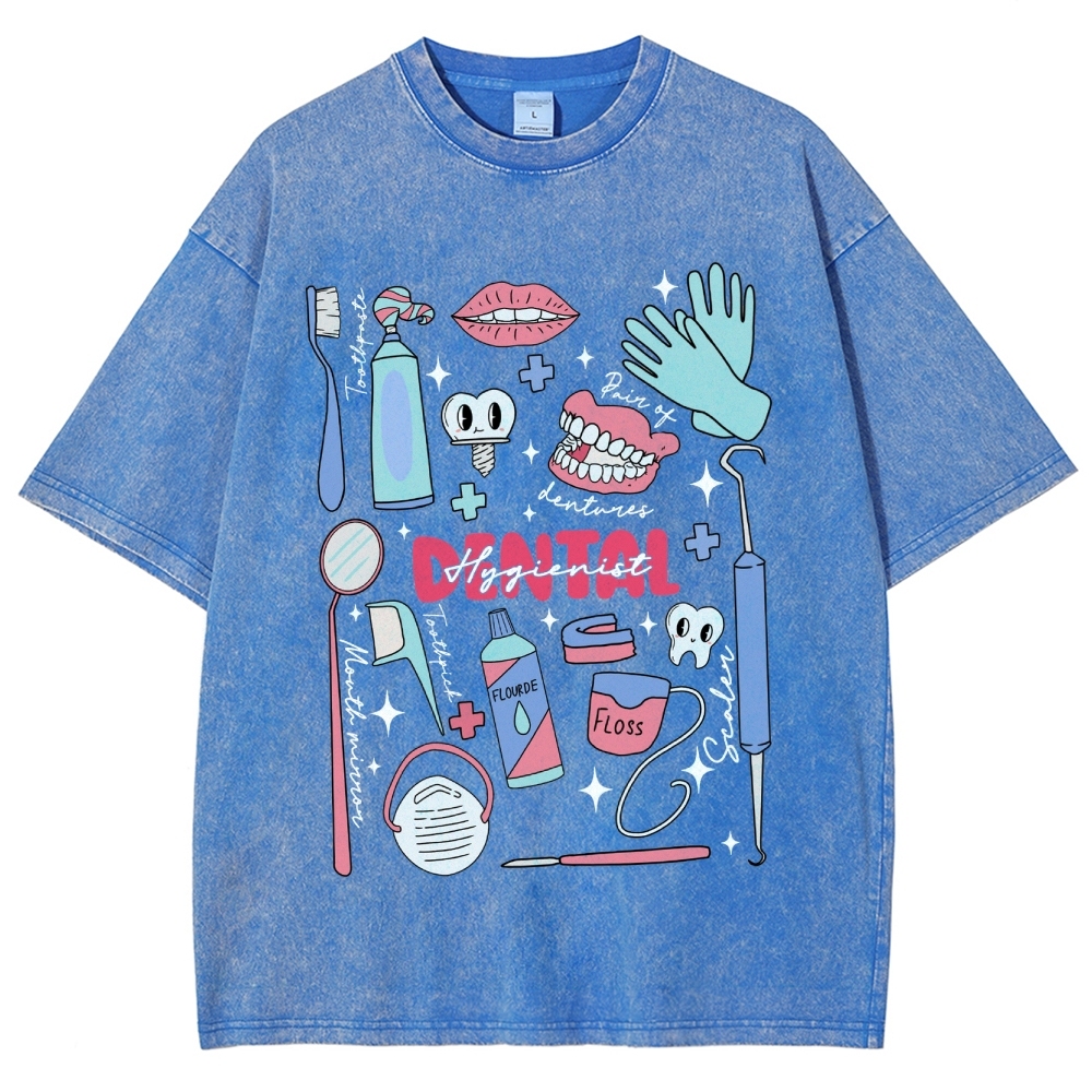 Dental Hygienist Stuff Unisex Fit Washed T-Shirt Customscool