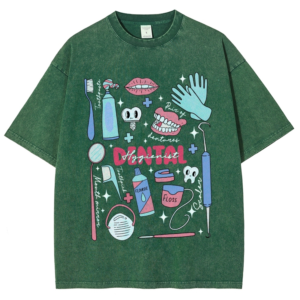 Dental Hygienist Stuff Unisex Fit Washed T-Shirt Customscool