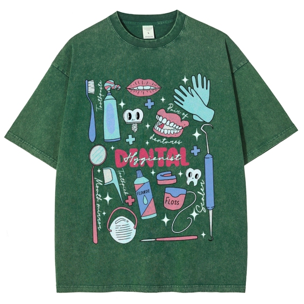 Dental Hygienist Stuff Unisex Fit Washed T-Shirt Customscool