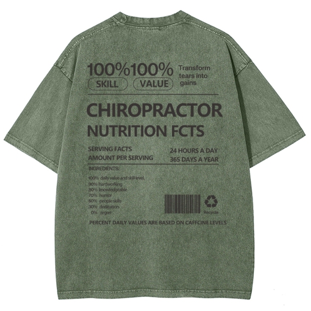 CHIROPRACTOR NUTRITION FACTS Unisex Fit Washed T-Shirt Customscool
