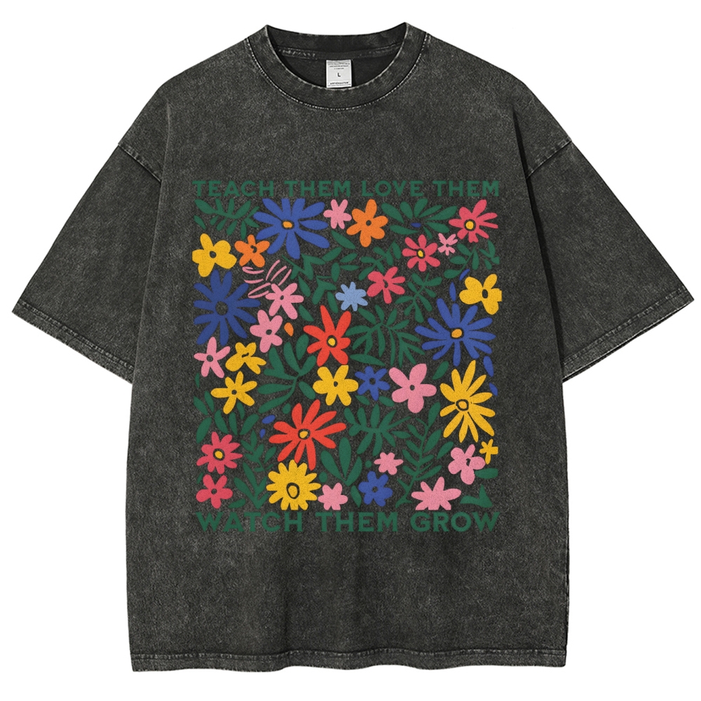 Teach Them Unisex Fit Washed T-Shirt Customscool