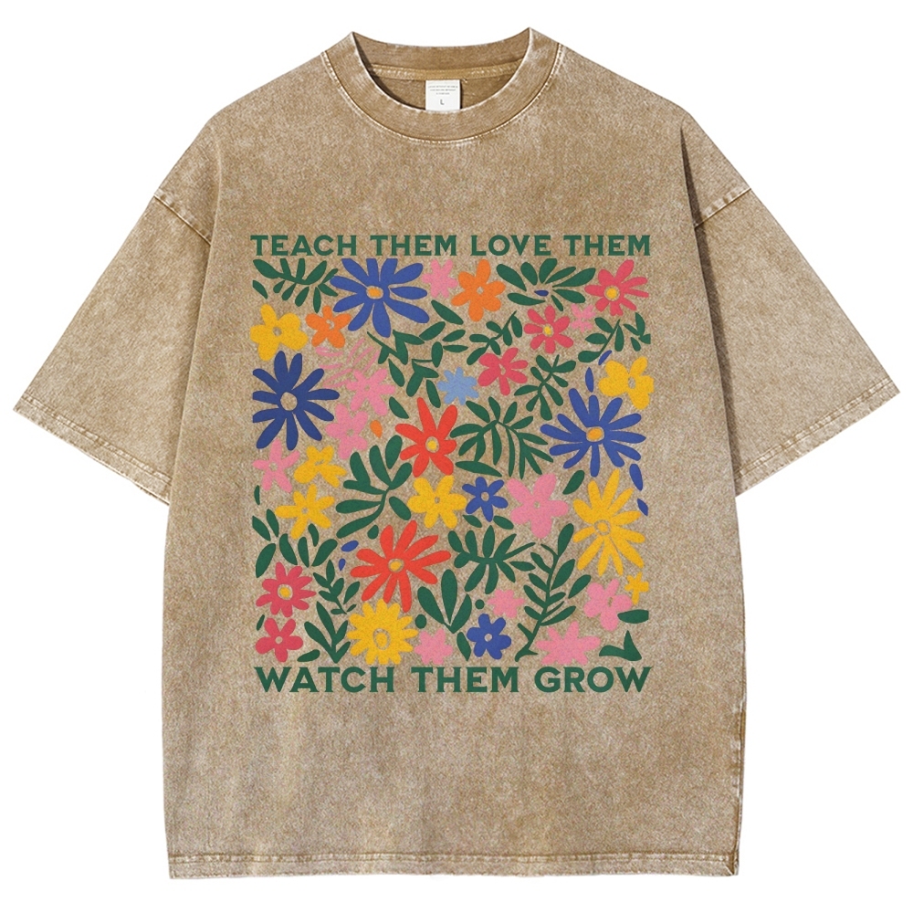 Teach Them Unisex Fit Washed T-Shirt Customscool