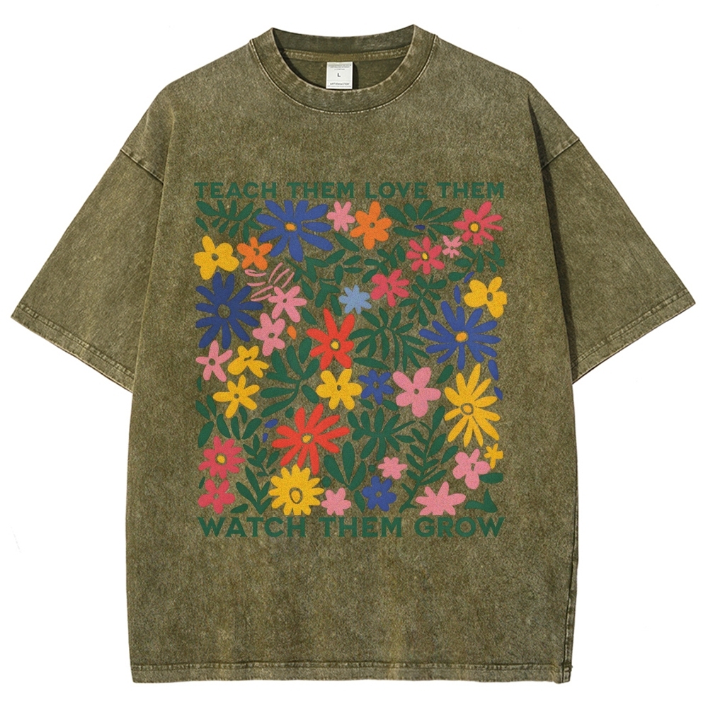 Teach Them Unisex Fit Washed T-Shirt Customscool