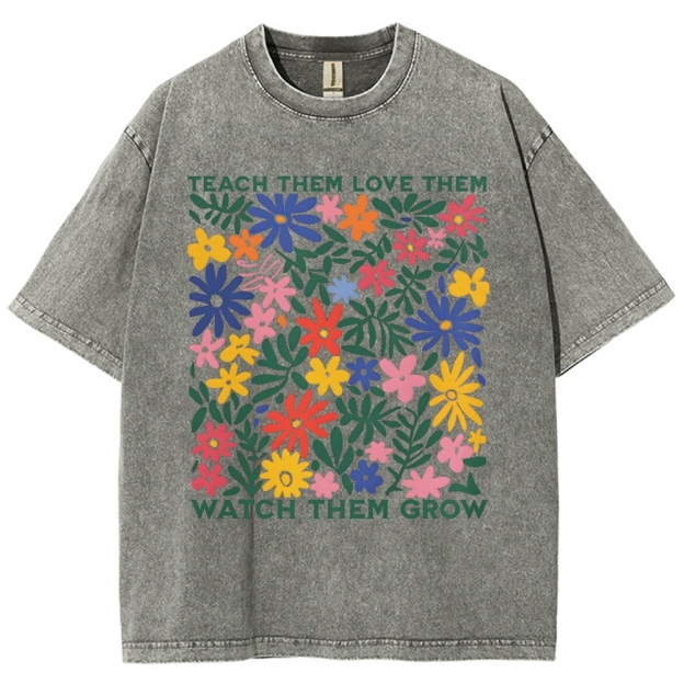 Teach Them Unisex Fit Washed T-Shirt Customscool