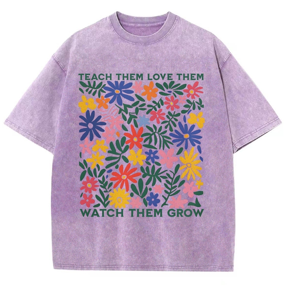 Teach Them Unisex Fit Washed T-Shirt Customscool