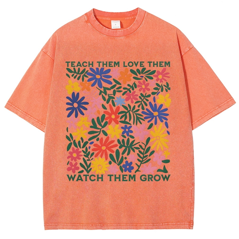 Teach Them Unisex Fit Washed T-Shirt Customscool