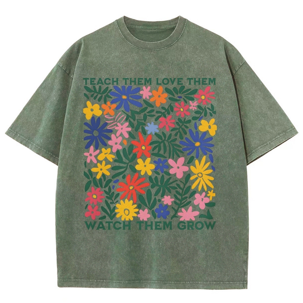 Teach Them Unisex Fit Washed T-Shirt Customscool