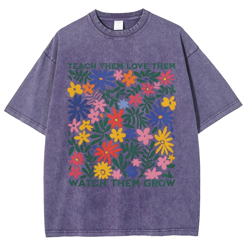 Teach Them Unisex Fit Washed T-Shirt Customscool
