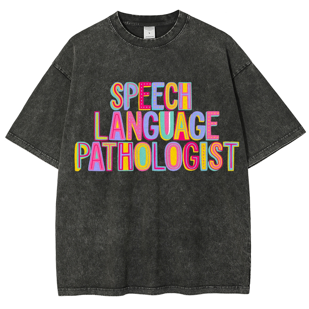 SLP Speech Language Pathologist Unisex Fit Washed T-Shirt Customscool
