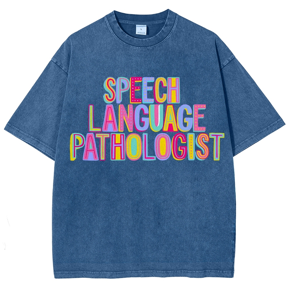 SLP Speech Language Pathologist Unisex Fit Washed T-Shirt Customscool