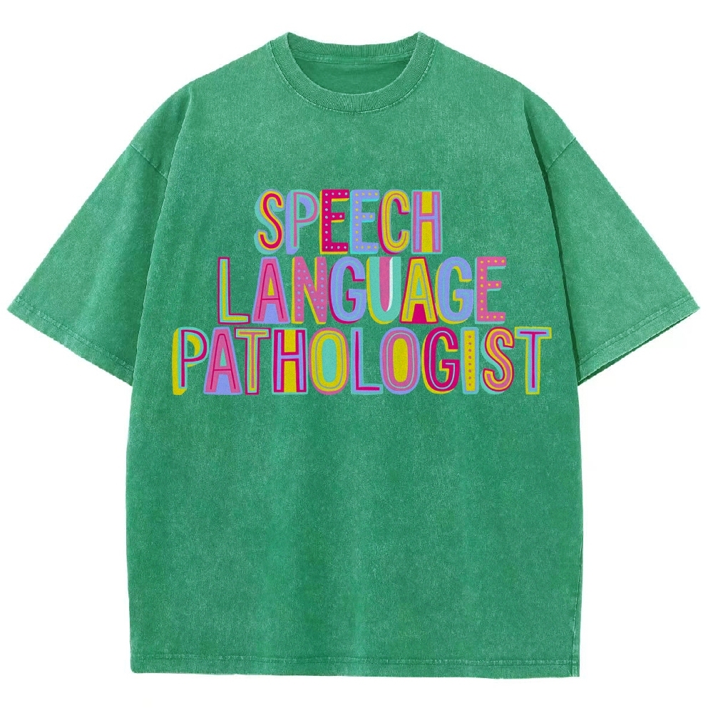 SLP Speech Language Pathologist Unisex Fit Washed T-Shirt Customscool