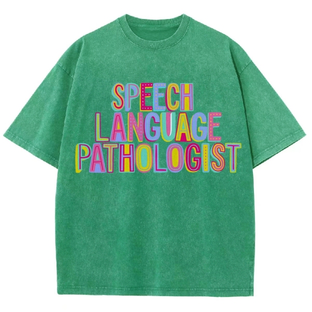 SLP Speech Language Pathologist Unisex Fit Washed T-Shirt Customscool