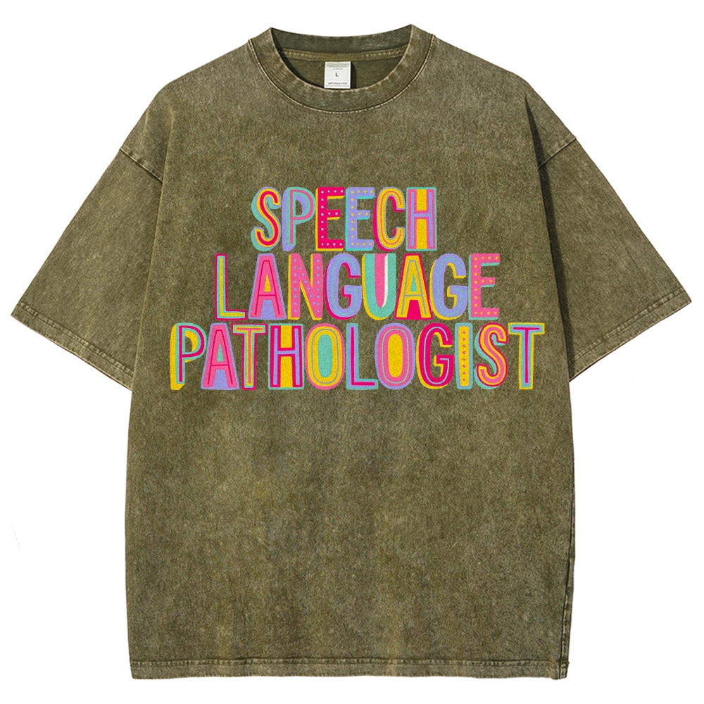 SLP Speech Language Pathologist Unisex Fit Washed T-Shirt Customscool