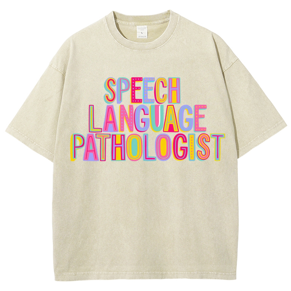 SLP Speech Language Pathologist Unisex Fit Washed T-Shirt Customscool
