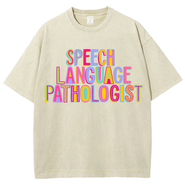 SLP Speech Language Pathologist Unisex Fit Washed T-Shirt Customscool