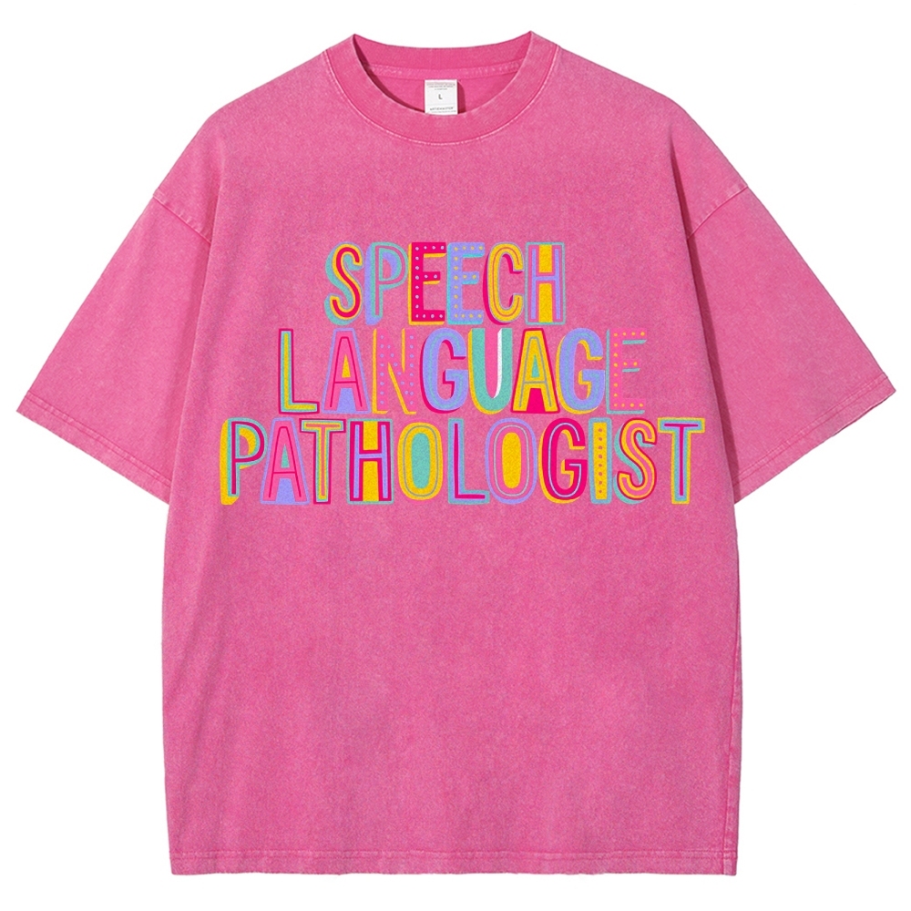 SLP Speech Language Pathologist Unisex Fit Washed T-Shirt Customscool