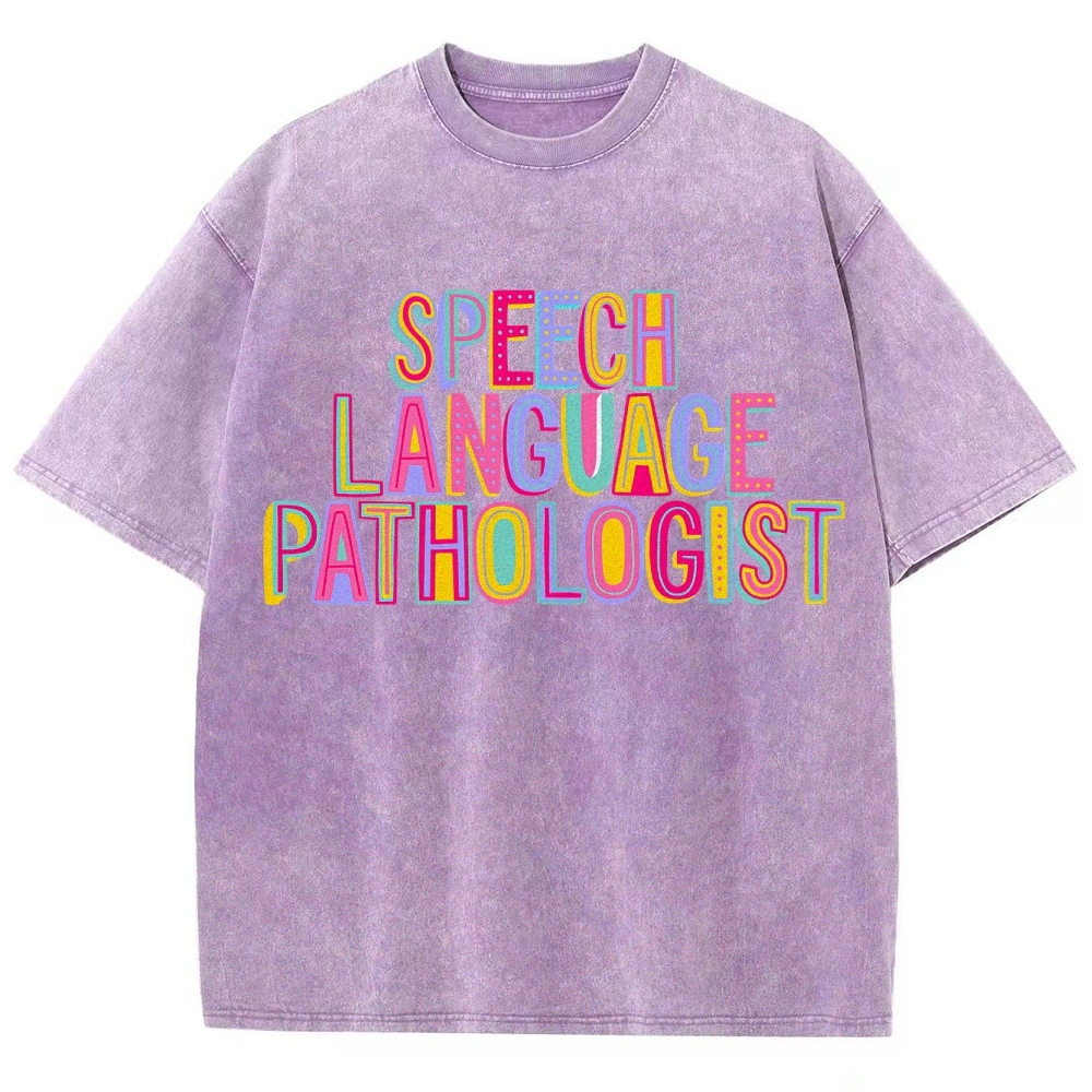 SLP Speech Language Pathologist Unisex Fit Washed T-Shirt Customscool