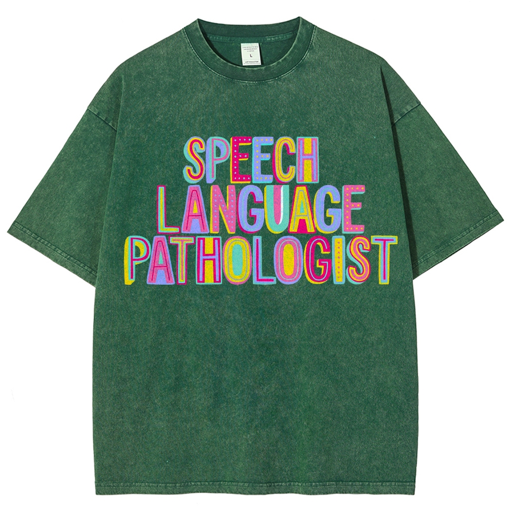 SLP Speech Language Pathologist Unisex Fit Washed T-Shirt Customscool