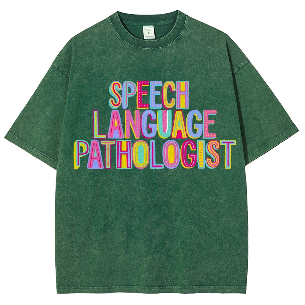 SLP Speech Language Pathologist Unisex Fit Washed T-Shirt Customscool