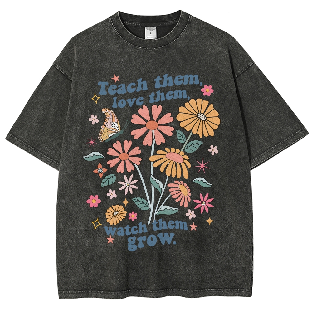 Teach Them Unisex Fit Washed T-Shirt Customscool