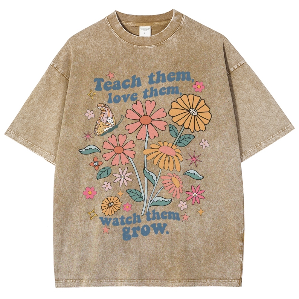 Teach Them Unisex Fit Washed T-Shirt Customscool