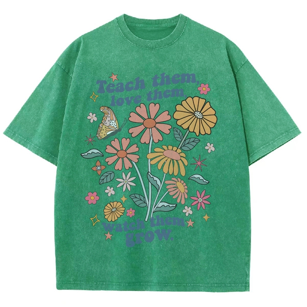 Teach Them Unisex Fit Washed T-Shirt Customscool