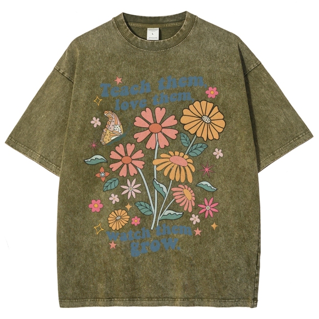 Teach Them Unisex Fit Washed T-Shirt Customscool