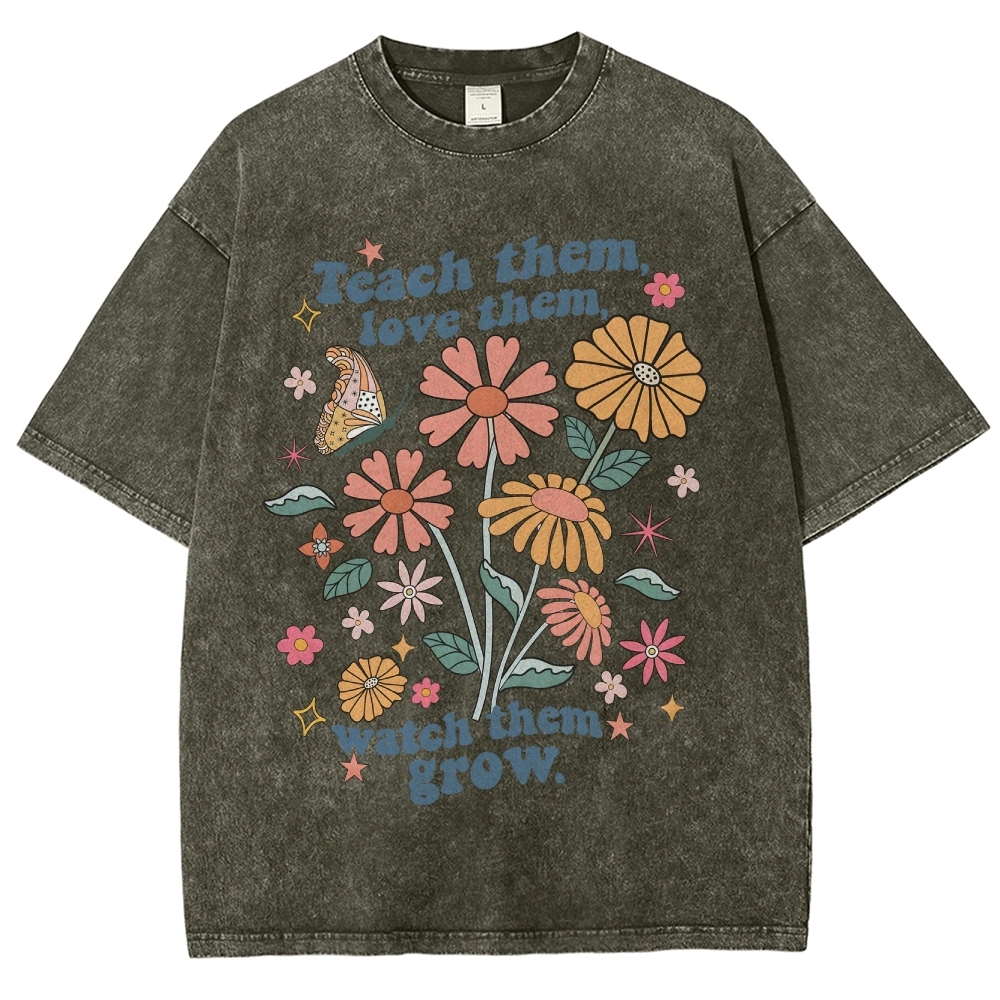 Teach Them Unisex Fit Washed T-Shirt Customscool