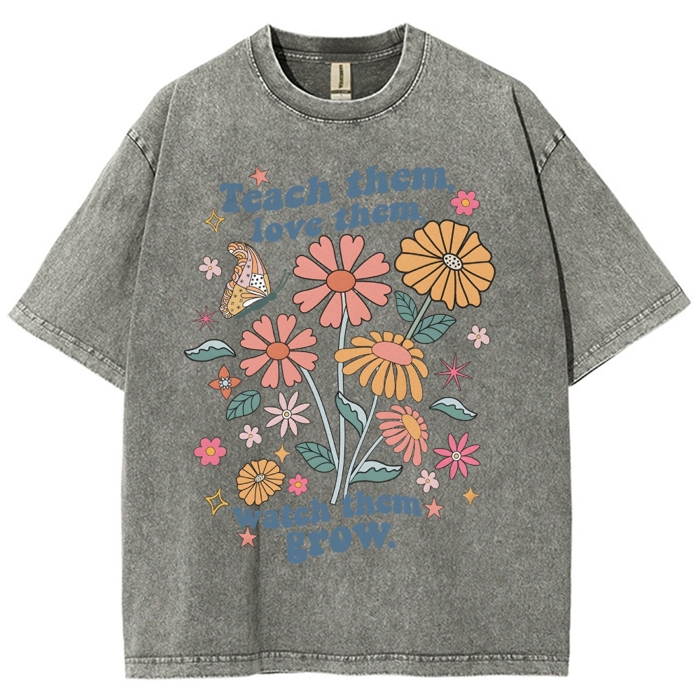 Teach Them Unisex Fit Washed T-Shirt Customscool