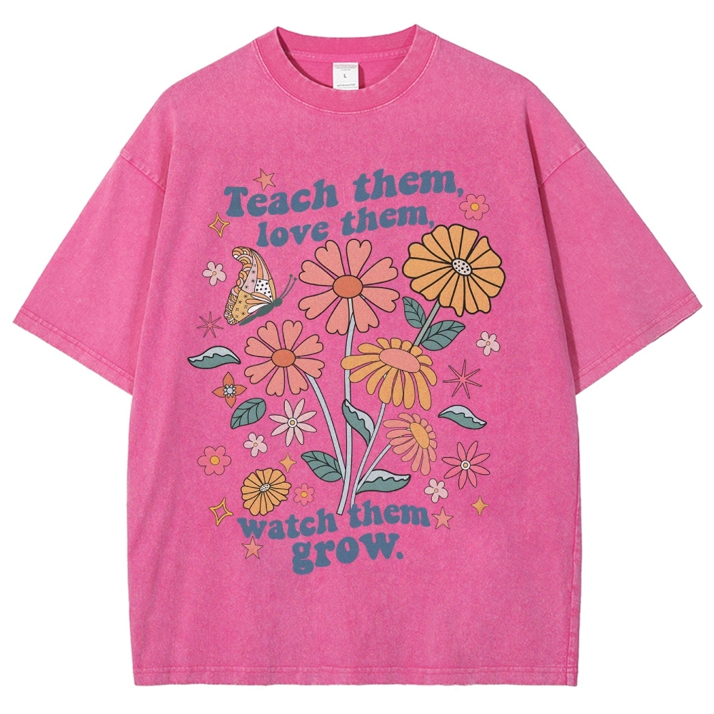 Teach Them Unisex Fit Washed T-Shirt Customscool