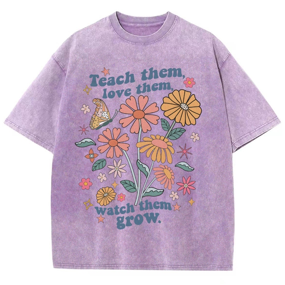 Teach Them Unisex Fit Washed T-Shirt Customscool