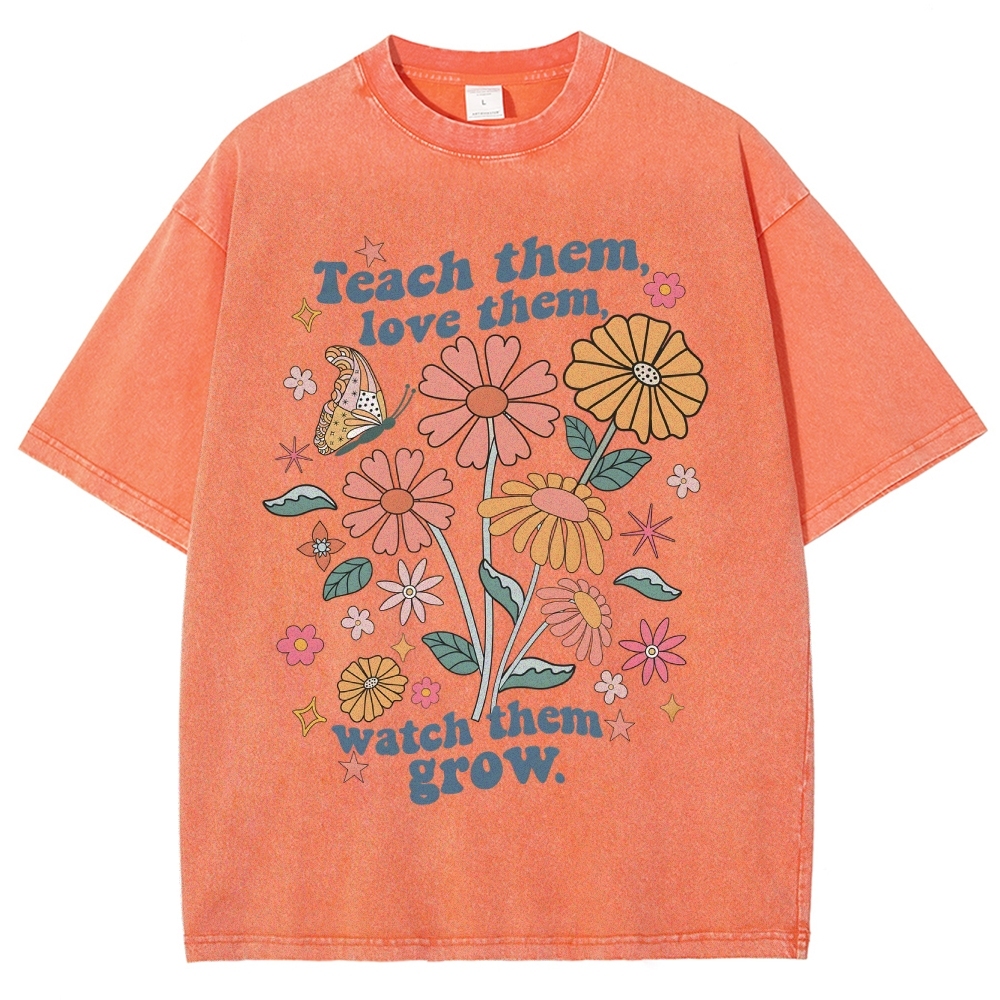 Teach Them Unisex Fit Washed T-Shirt Customscool