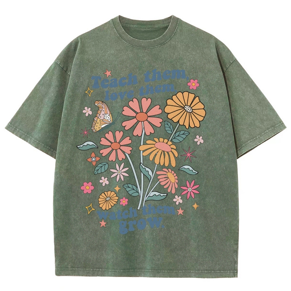 Teach Them Unisex Fit Washed T-Shirt Customscool