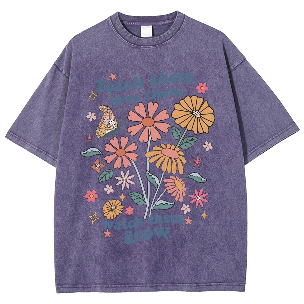 Teach Them Unisex Fit Washed T-Shirt Customscool